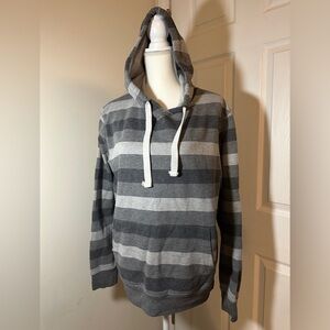 N.Y.C. Striped hooded sweatshirt.